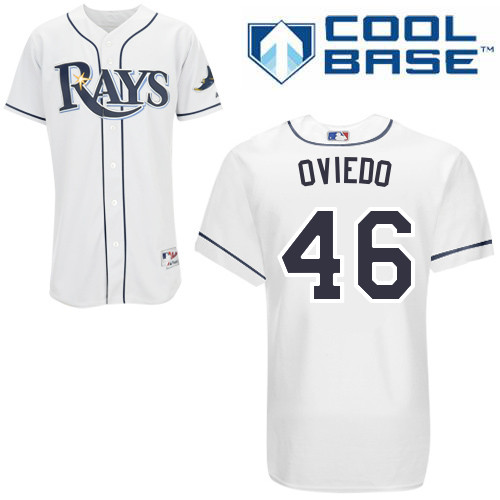 Juan-Carlos Oviedo #46 MLB Jersey-Tampa Bay Rays Men's Authentic Home White Cool Base Baseball Jersey